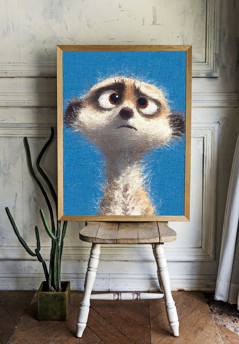 Meerkat Portrait Illustration Poster. — room view 1