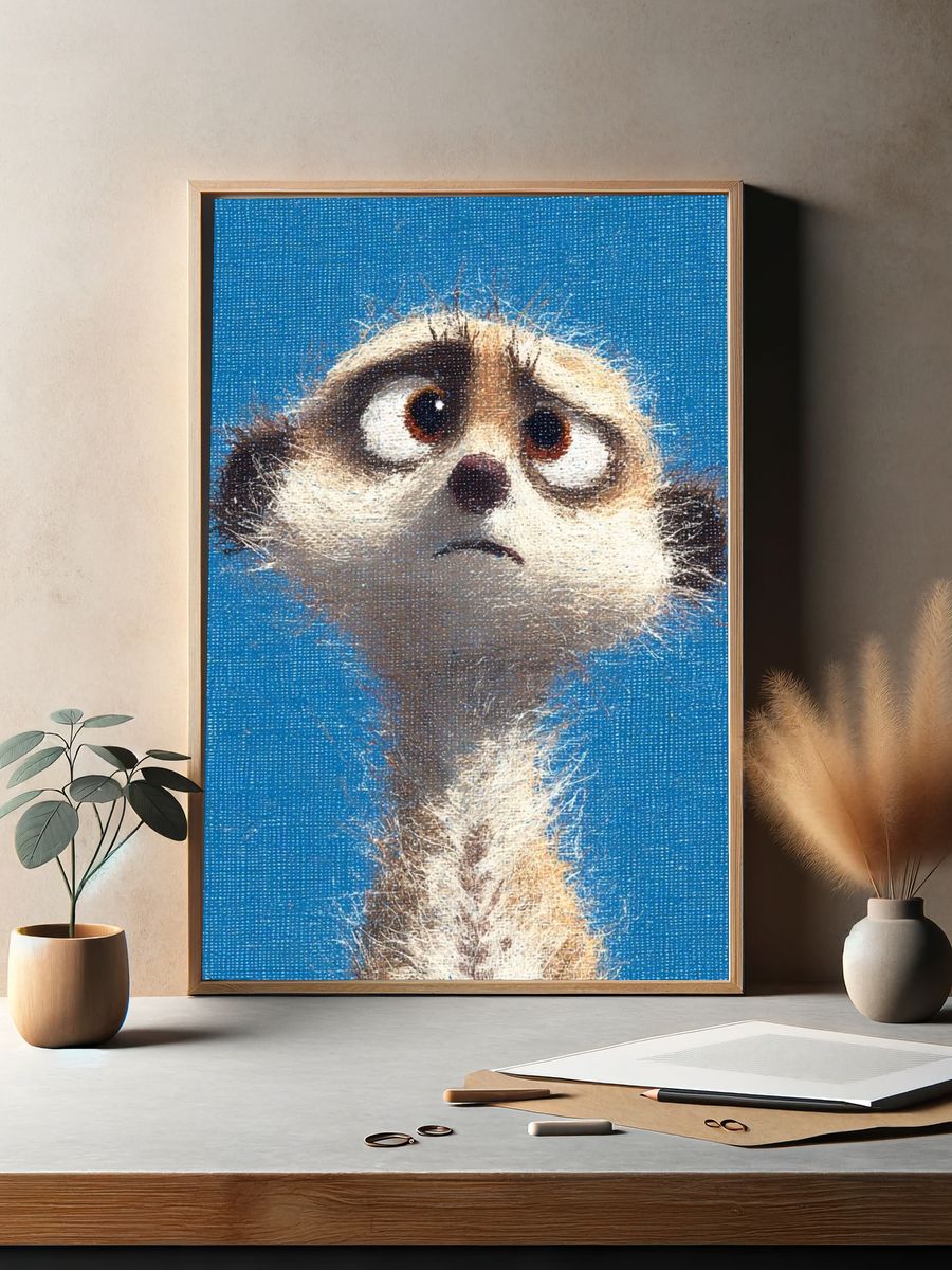 Meerkat Portrait Illustration Poster. — room view 2