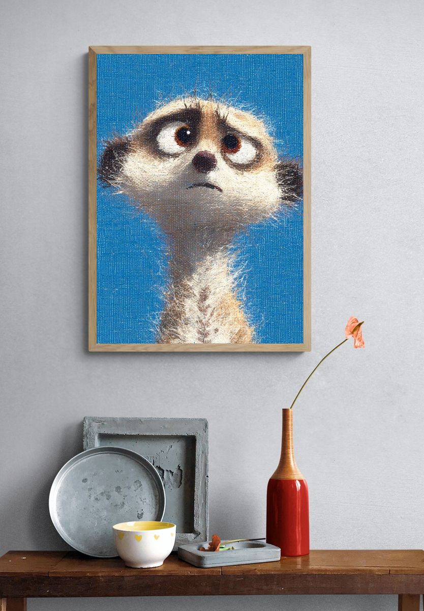 Meerkat Portrait Illustration Poster. — room view 3