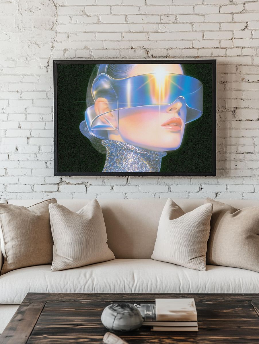 Holographic Portrait Illustration Poster. room preview