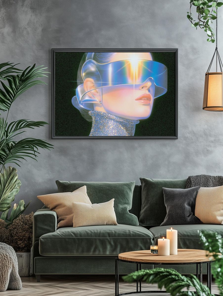 Holographic Portrait Illustration Poster. — room view 4
