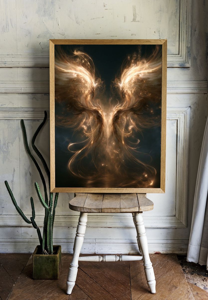 Celestial Angel Wings Illustration Poster. room preview