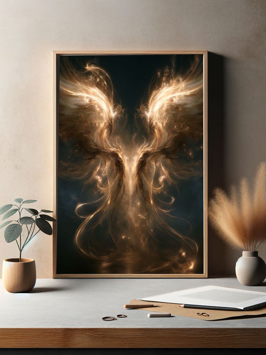 Celestial Angel Wings Illustration Poster. — room view 2