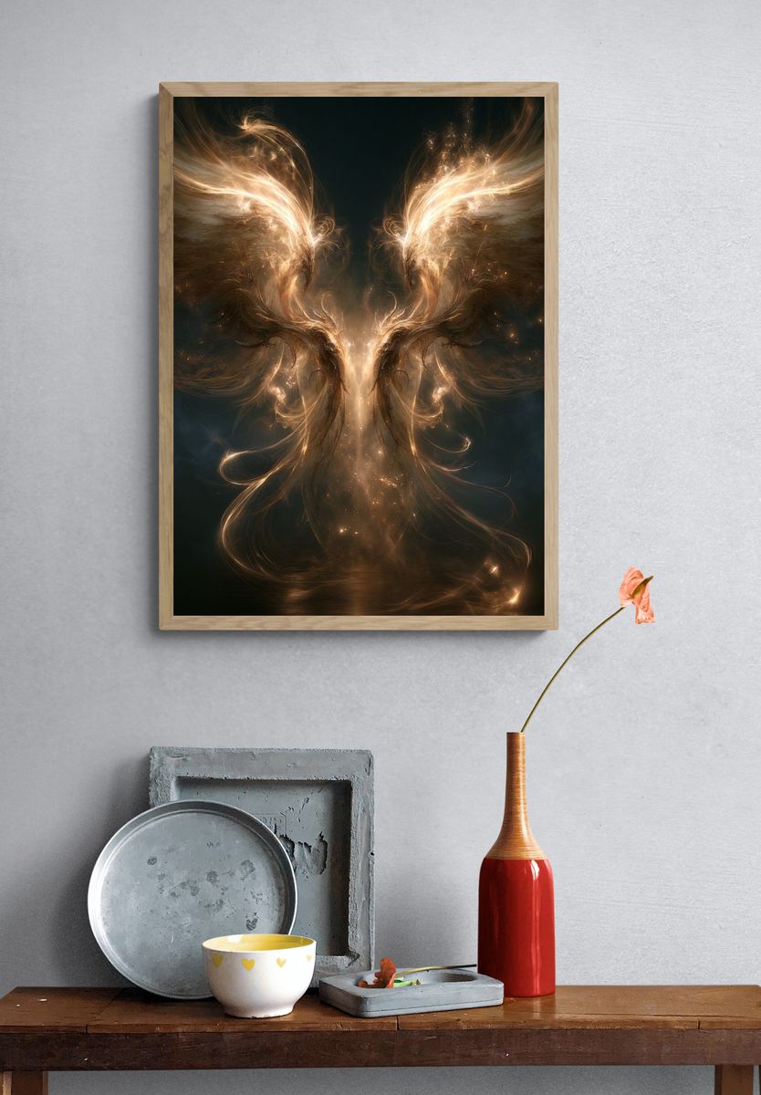 Celestial Angel Wings Illustration Poster. — room view 3