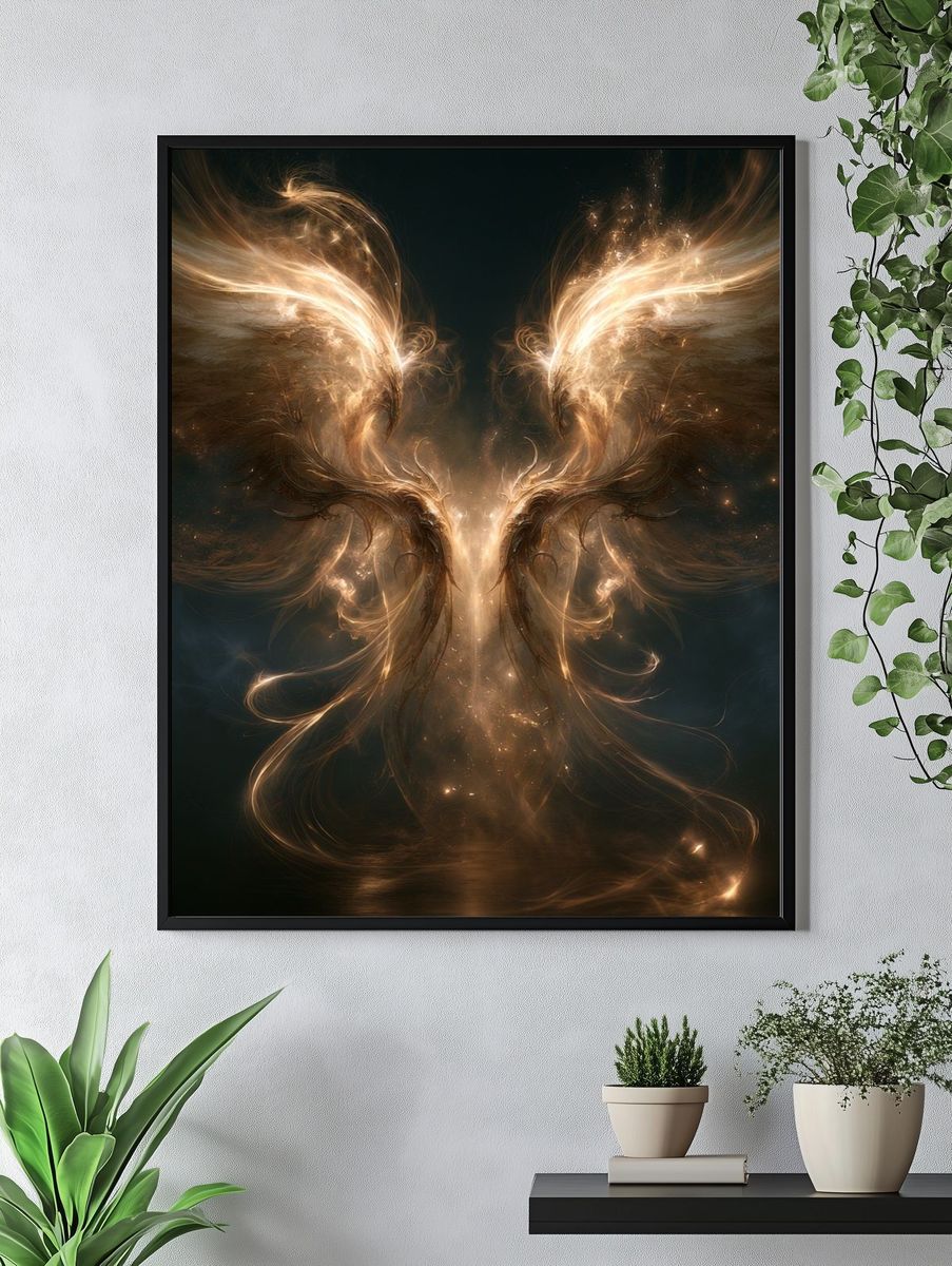 Celestial Angel Wings Illustration Poster. — room view 4
