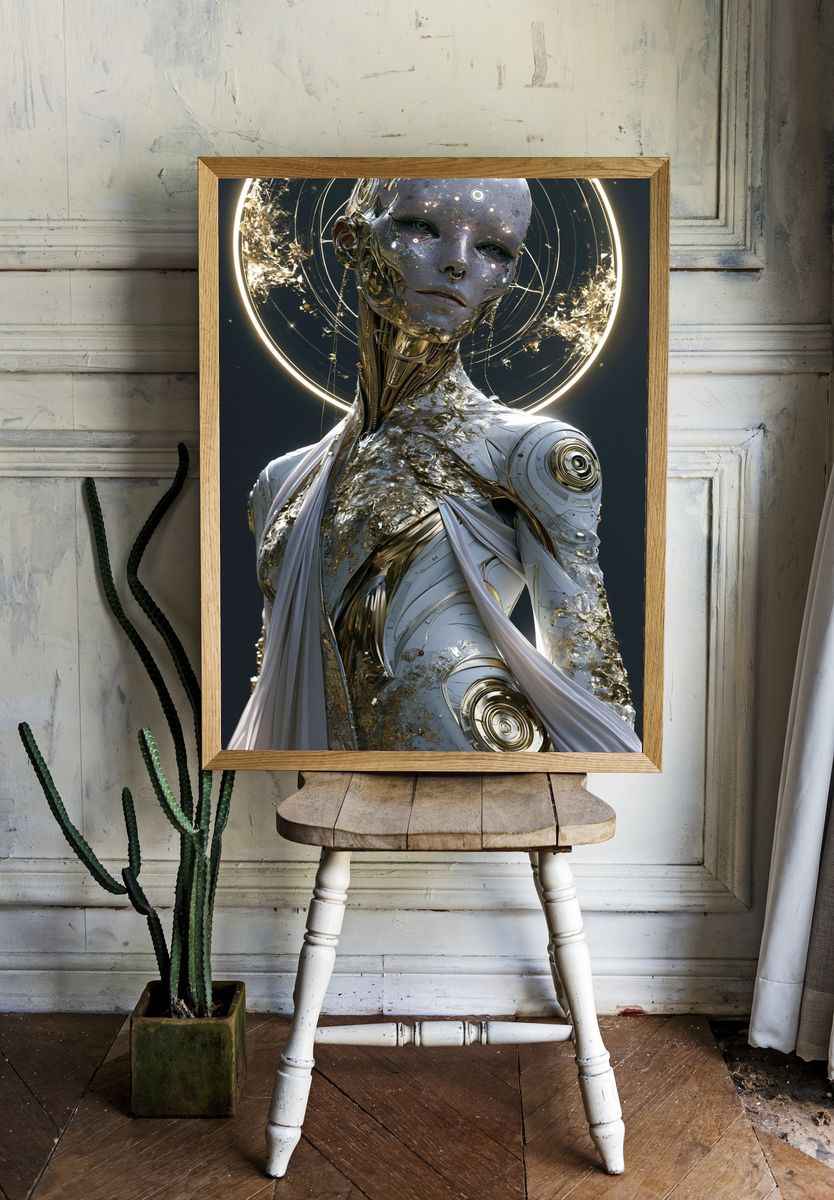 Celestial Android Portrait Print. room preview