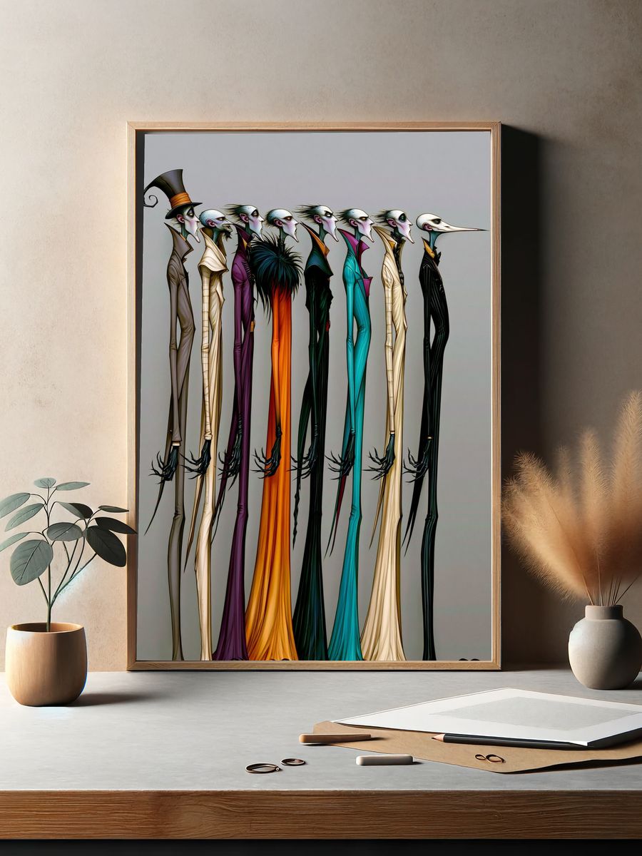 Surreal Fashion Figures Illustration Poster. — room view 2