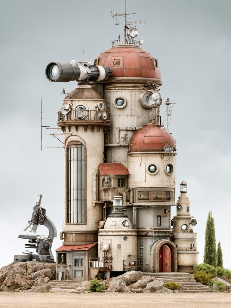 Steampunk Observatory Illustration Poster. poster — illustration art