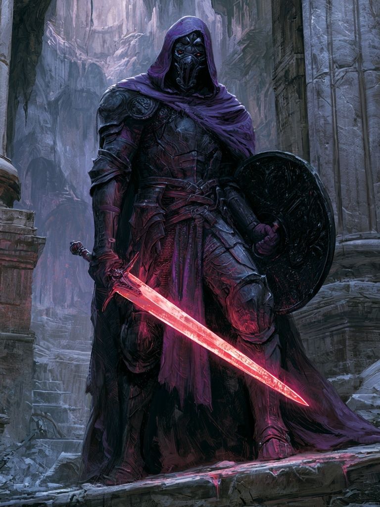 Dark Hooded Warrior Fantasy Print. poster detail