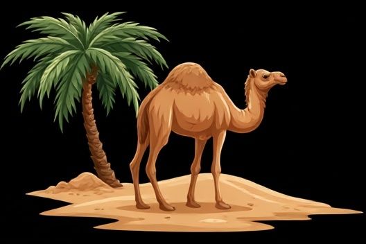 Camel Oasis Illustration Poster. poster — illustration art