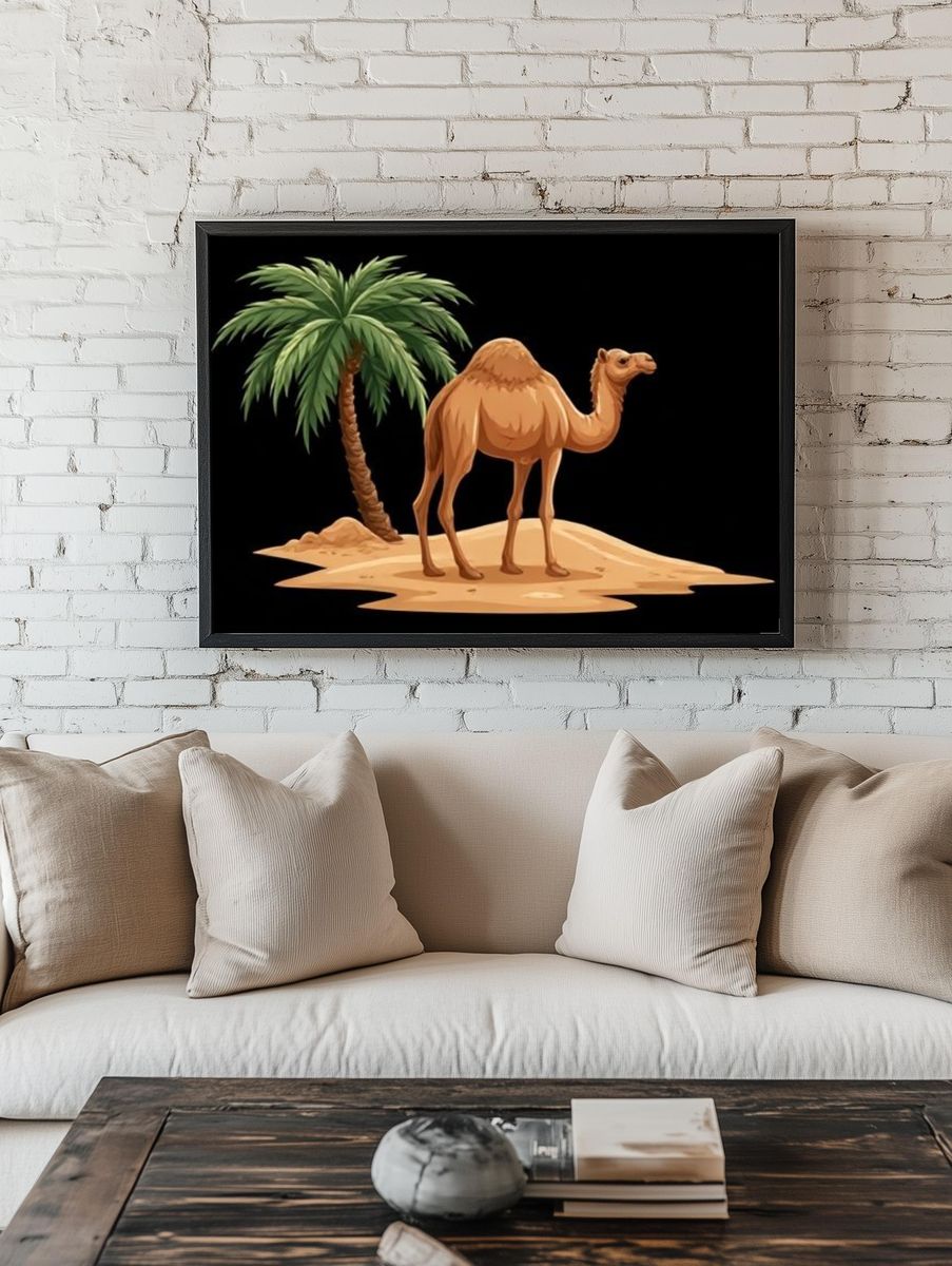 Camel Oasis Illustration Poster. — room view 1