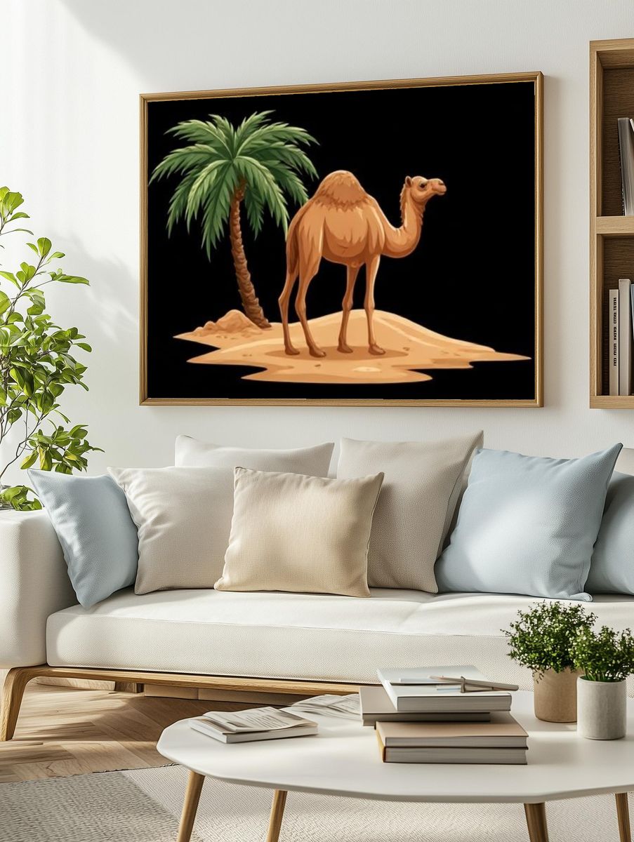 Camel Oasis Illustration Poster. — room view 2
