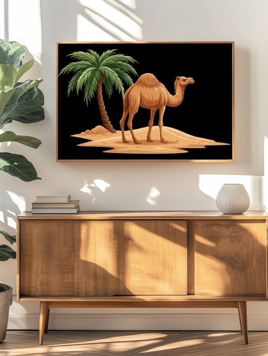 Camel Oasis Illustration Poster. — room view 3