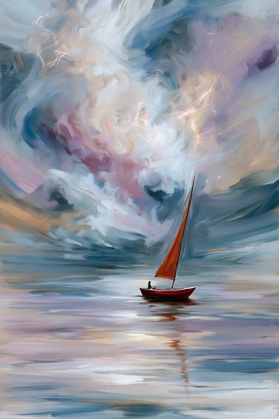 Sailboat Stormscape Illustration Poster.