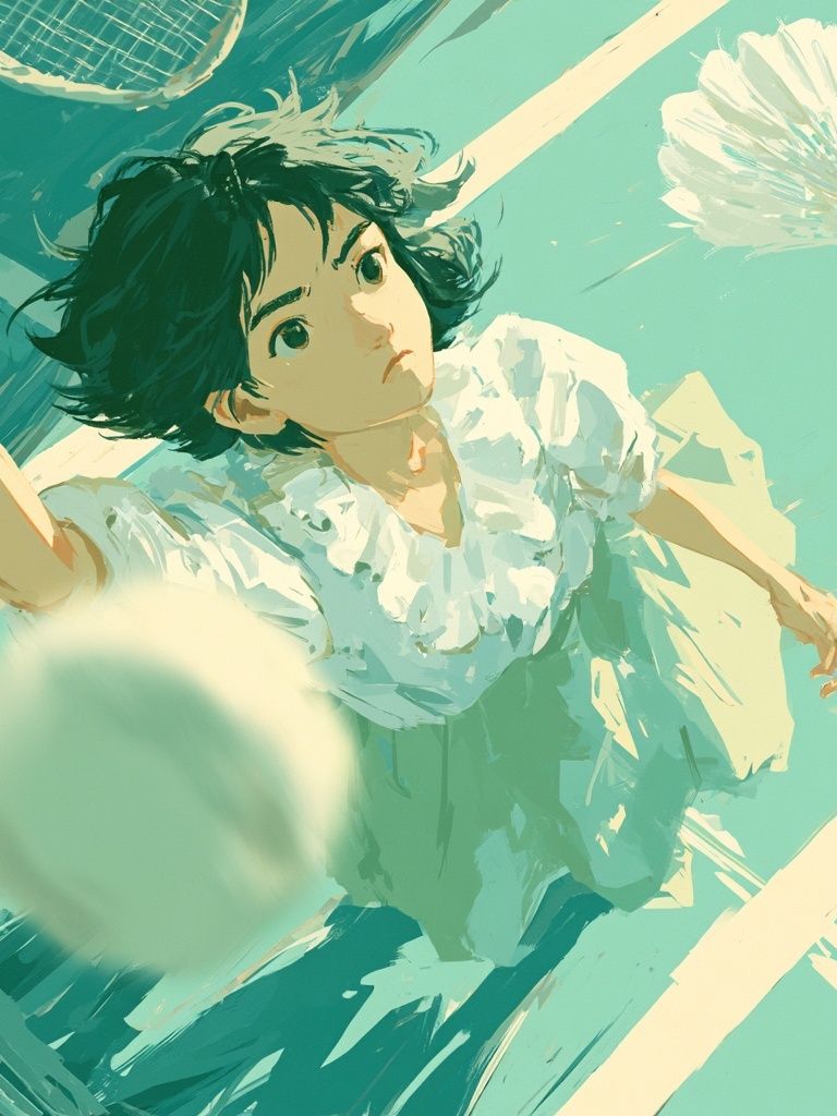 Girl Playing Badminton Illustration Poster. poster detail