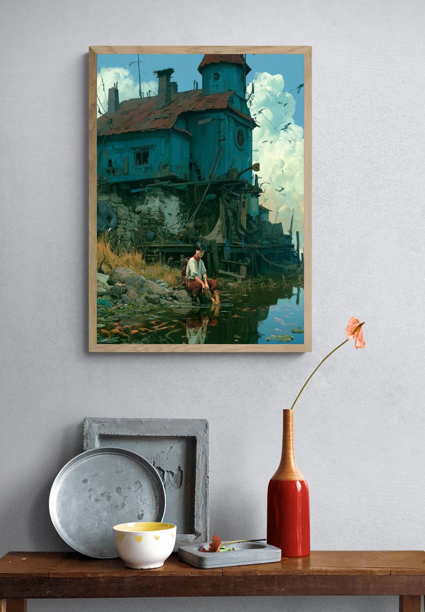 Waterside House Digital Art Poster. — room view 3