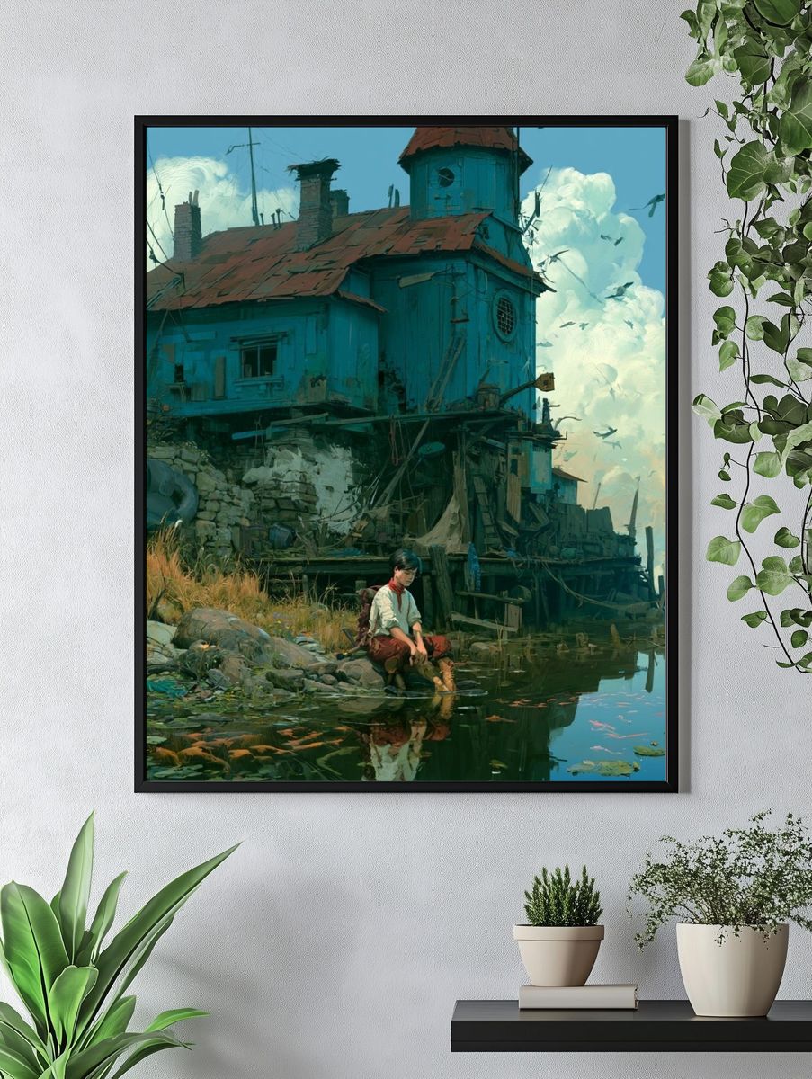 Waterside House Digital Art Poster. — room view 4