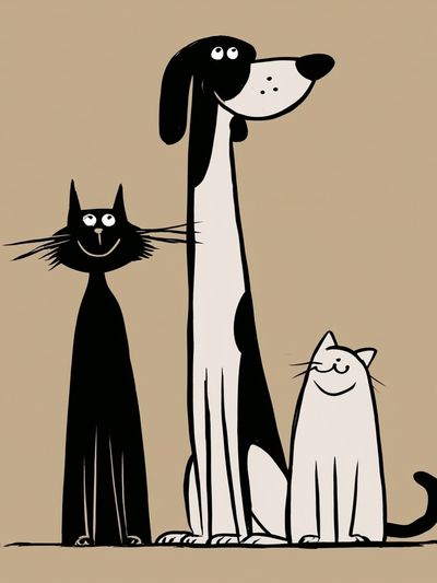 Playful Cats and Dog Illustration Poster. poster