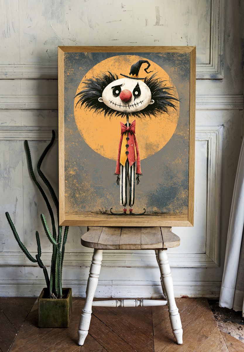 Spooky Clown Character Illustration Poster. — room view 1