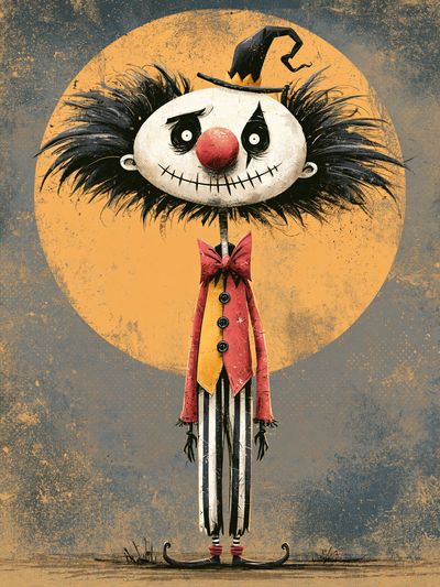 Spooky Clown Character Illustration Poster. poster