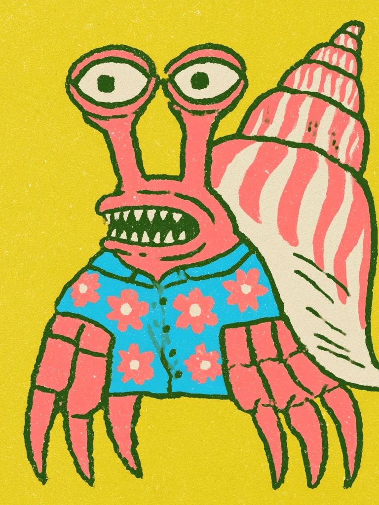 Pink Snail Crab Illustration Poster. poster — illustration art