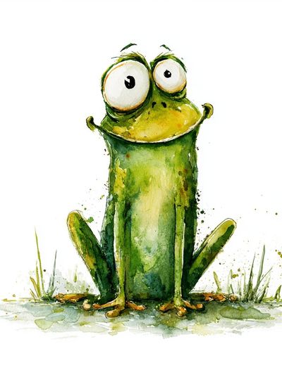 Playful Frog Watercolor Poster. poster print