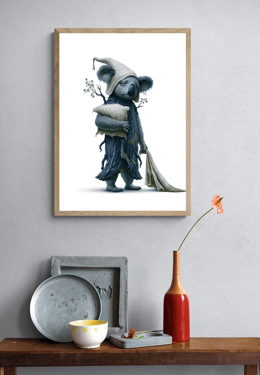 Sleepy Koala Illustration Poster. — room view 3
