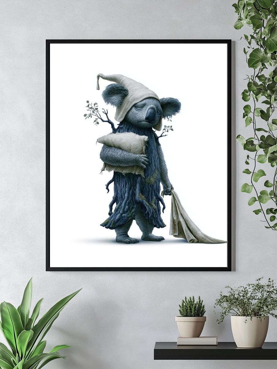 Sleepy Koala Illustration Poster. — room view 4