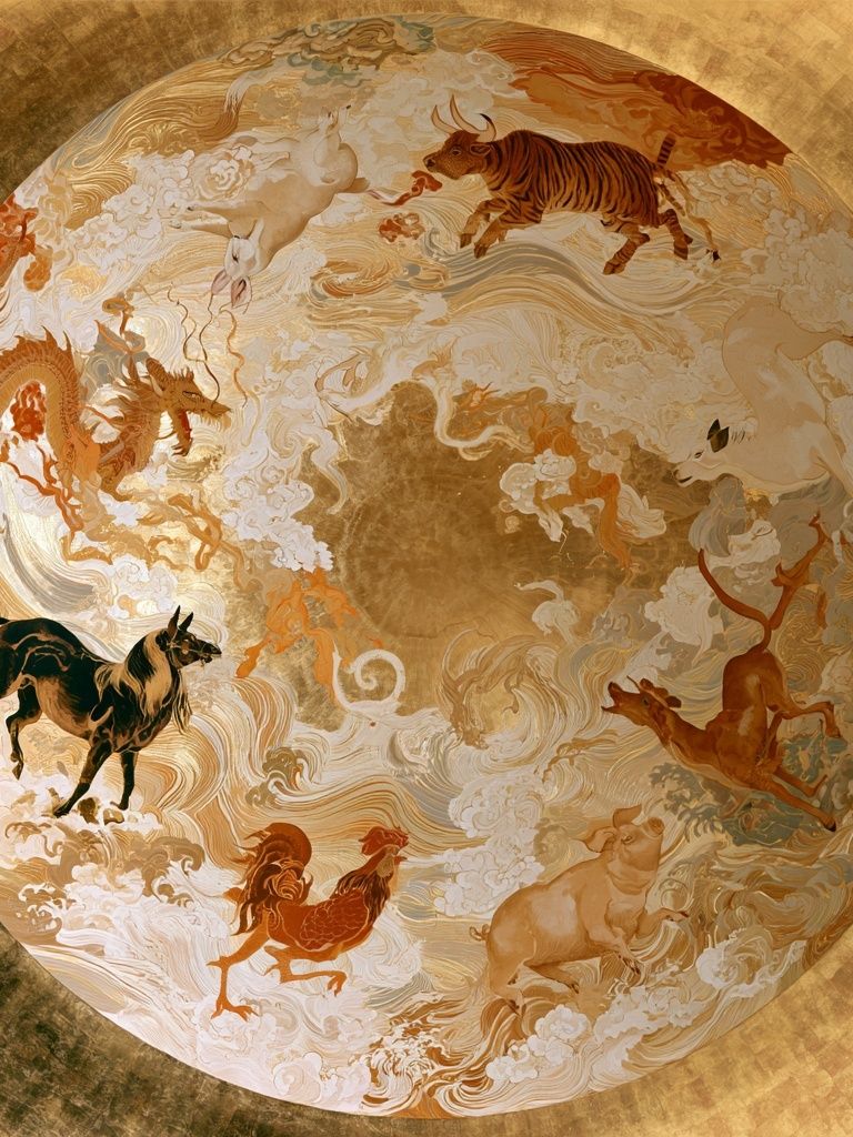 Celestial Zodiac Horses Illustration Poster. poster detail