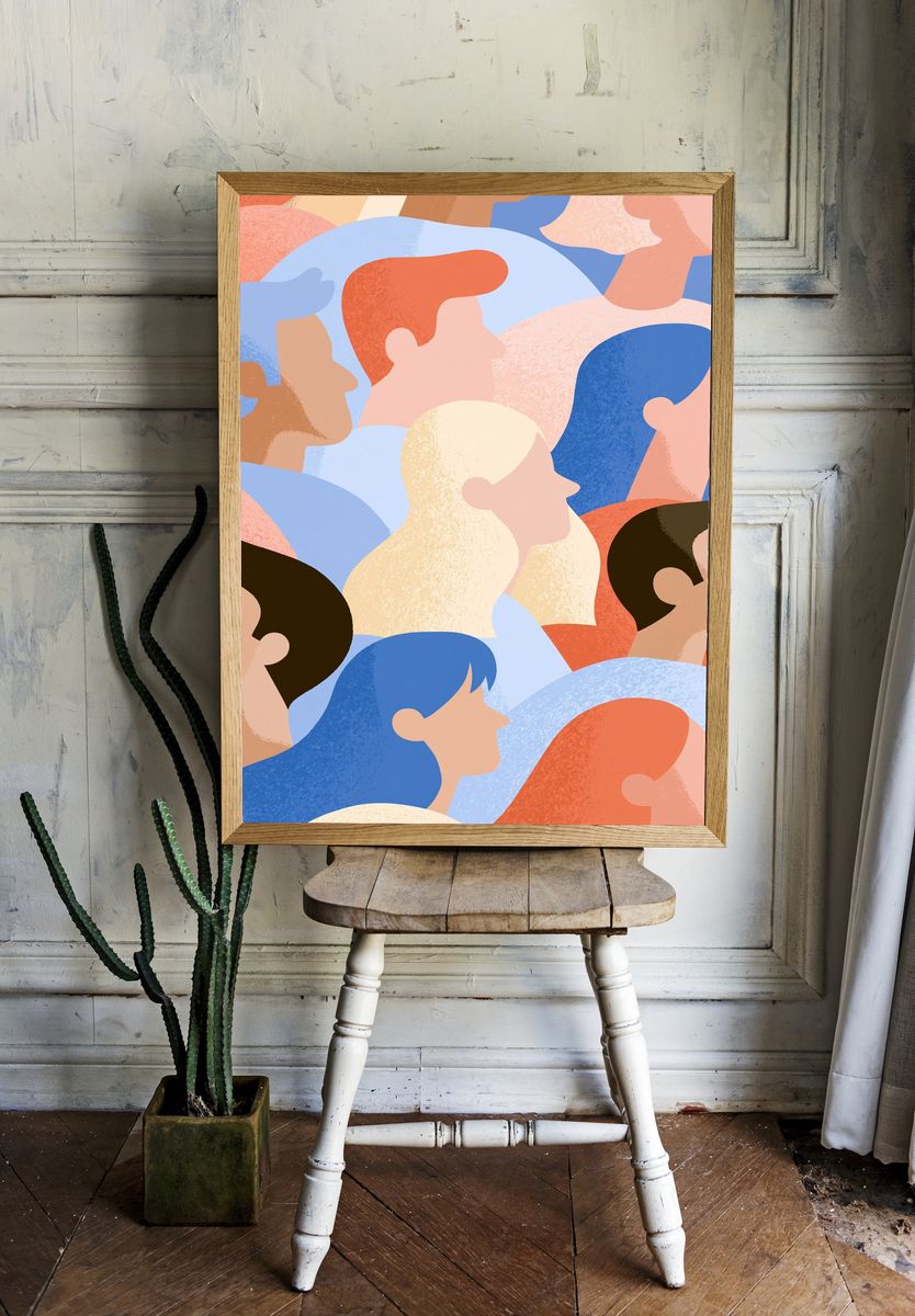Abstract Crowd Illustration Poster. room preview