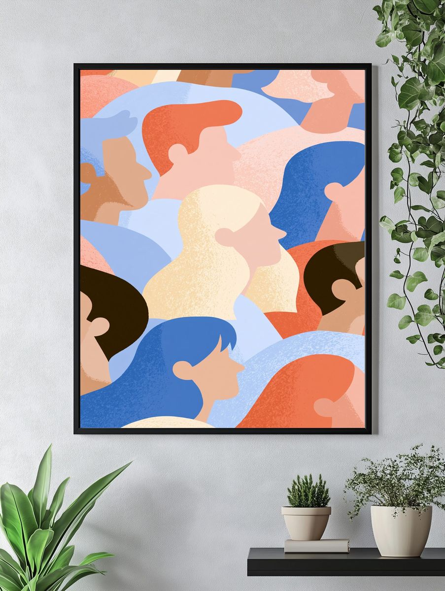Abstract Crowd Illustration Poster. — room view 4