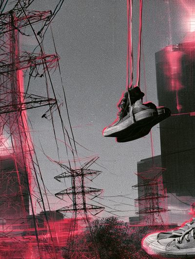 Neon Sneakers Cityscape Print.