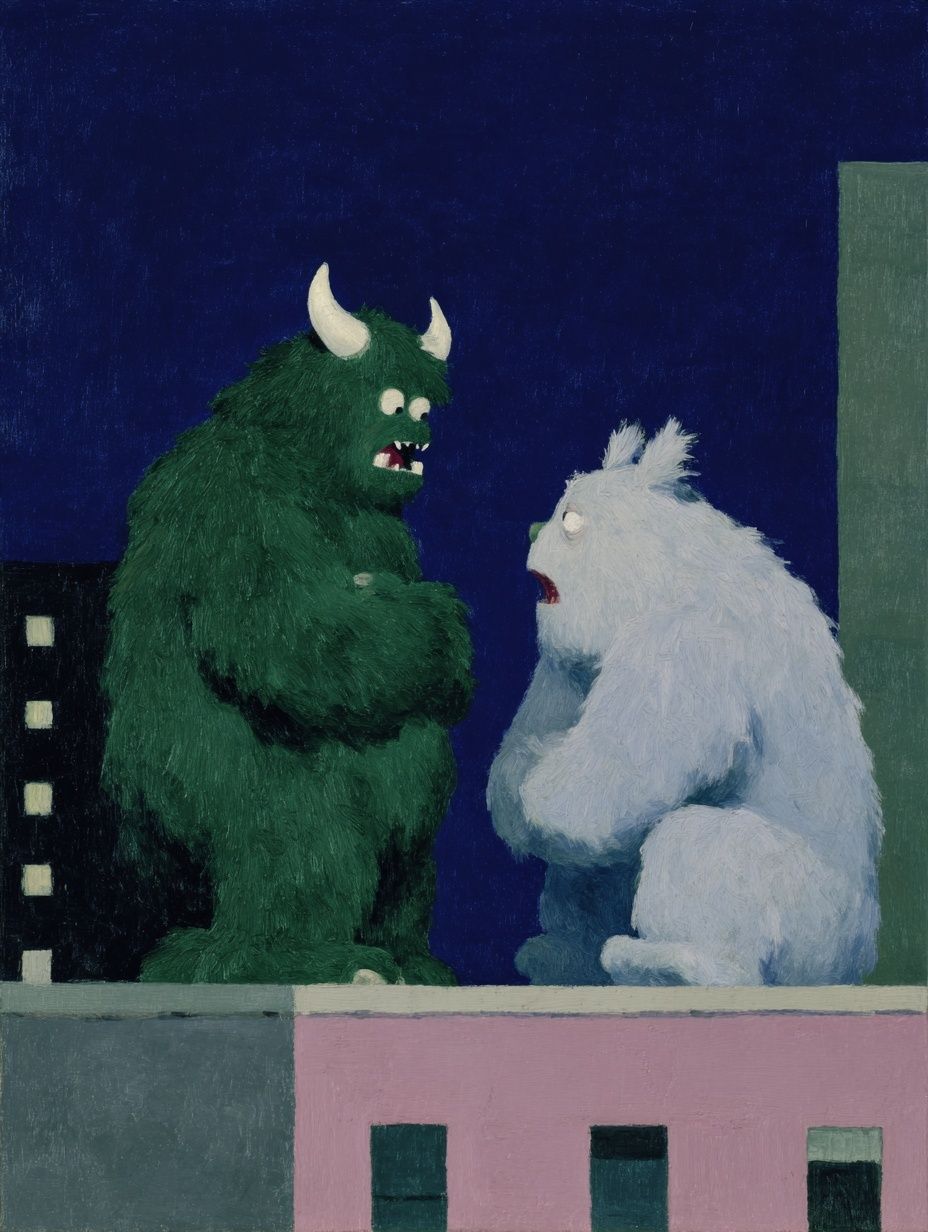 Monster Rooftop Conversation Print. poster detail
