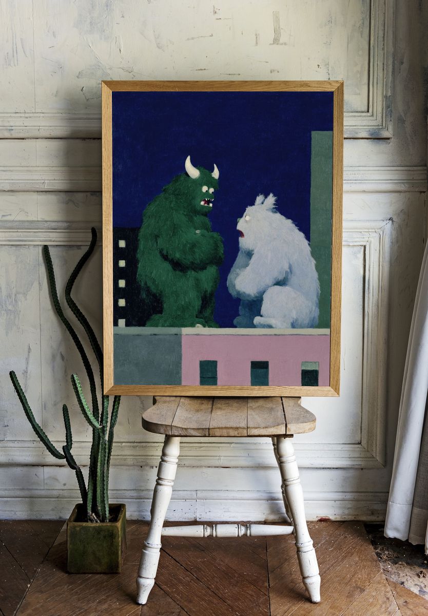 Monster Rooftop Conversation Print. — room view 1