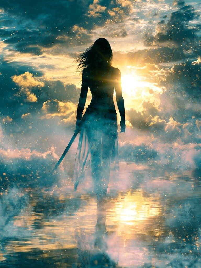 Silhouette at Sunrise Illustration Print. poster — illustration art