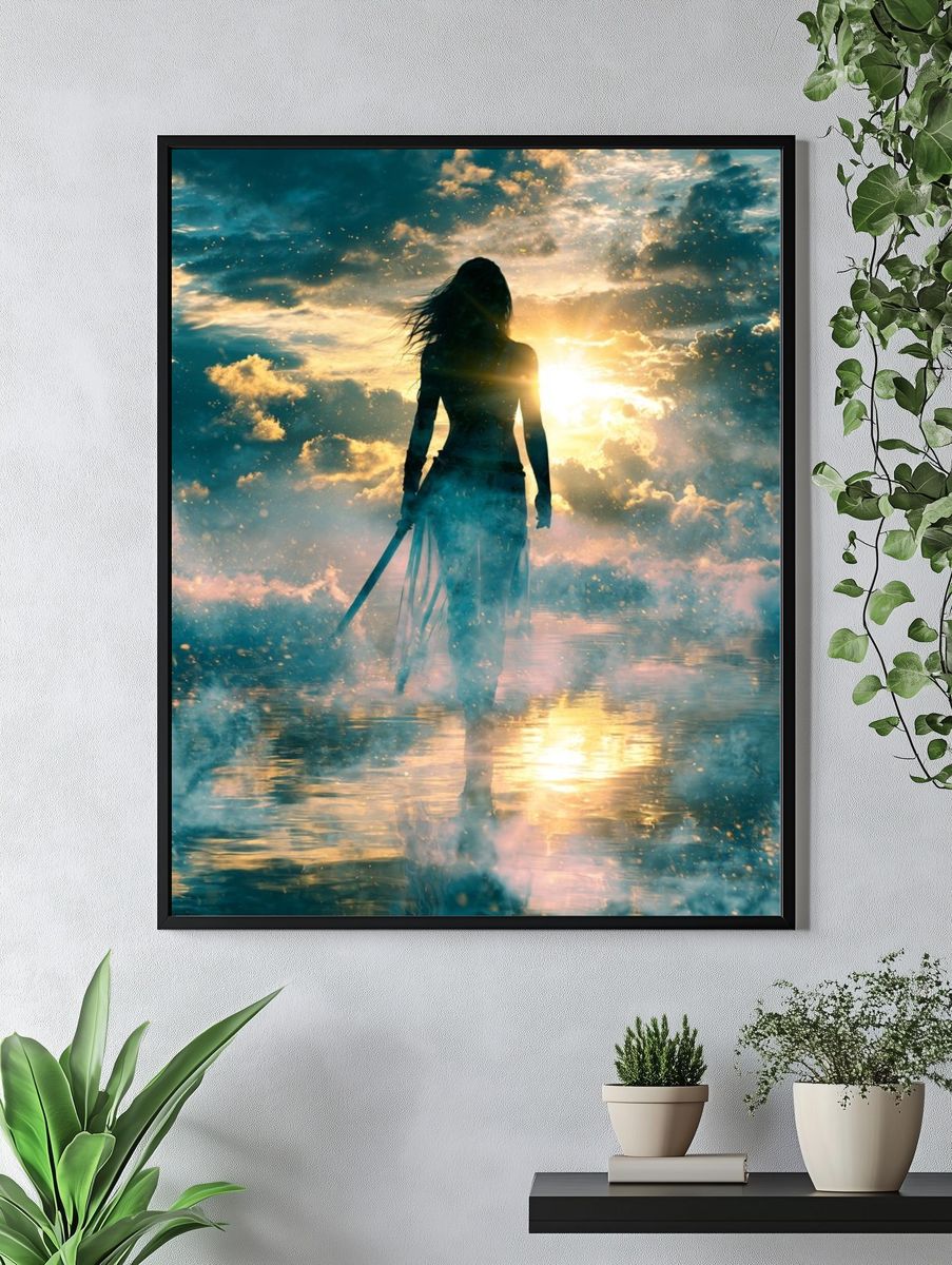 Silhouette at Sunrise Illustration Print. — room view 4
