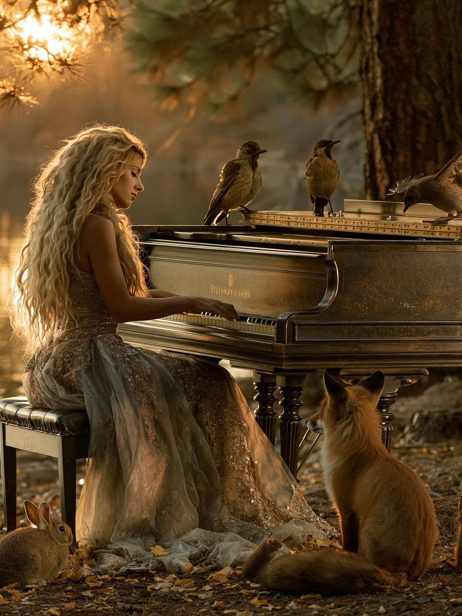 Forest Piano Dreamscape Print. poster — illustration art