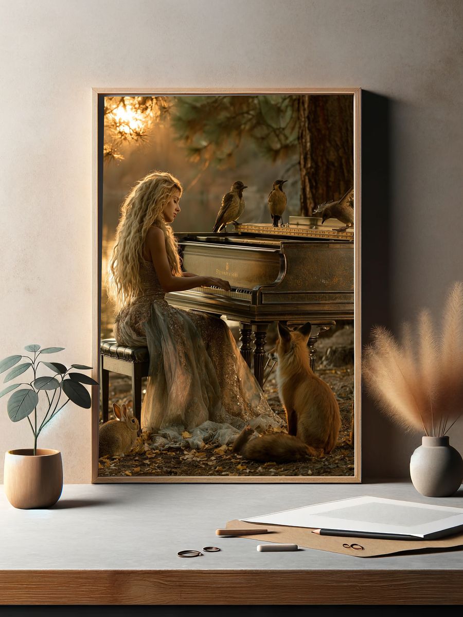 Forest Piano Dreamscape Print. — room view 2