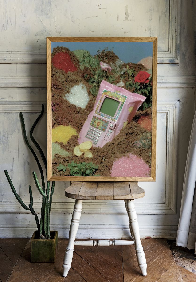 Surreal Pink Phone Garden Poster. — room view 1