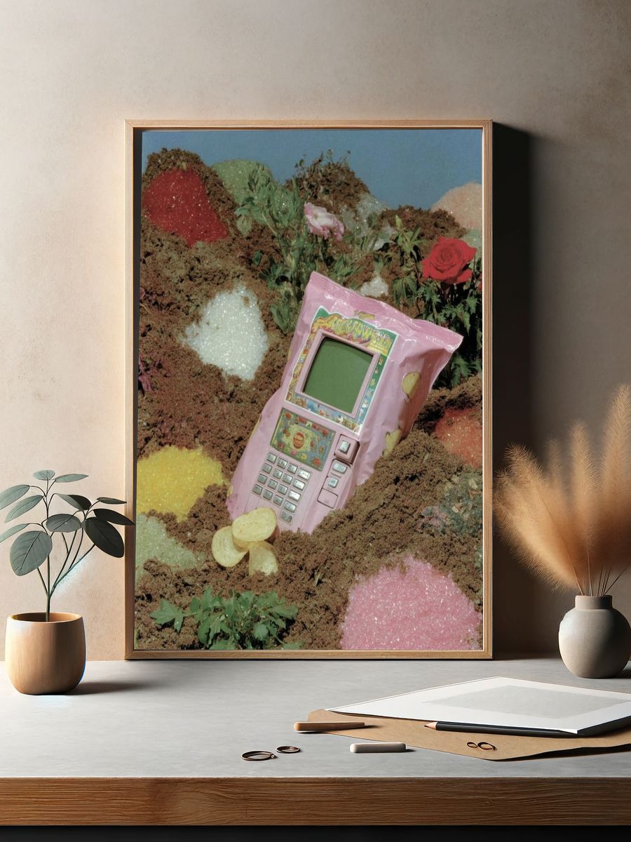 Surreal Pink Phone Garden Poster. — room view 2
