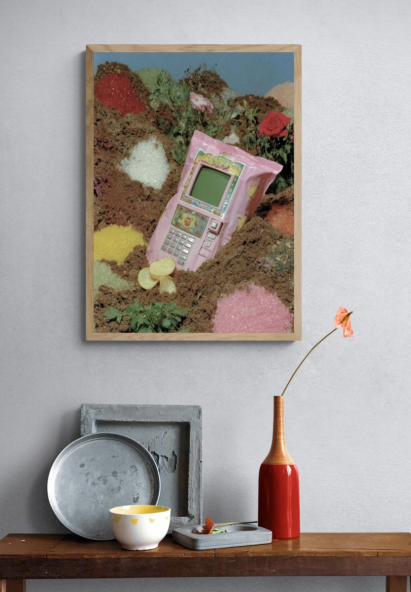 Surreal Pink Phone Garden Poster. — room view 3