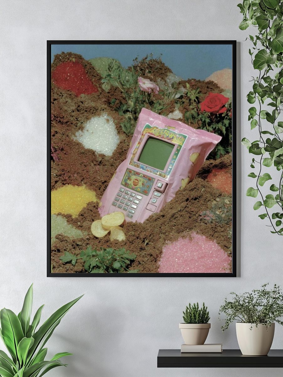 Surreal Pink Phone Garden Poster. — room view 4
