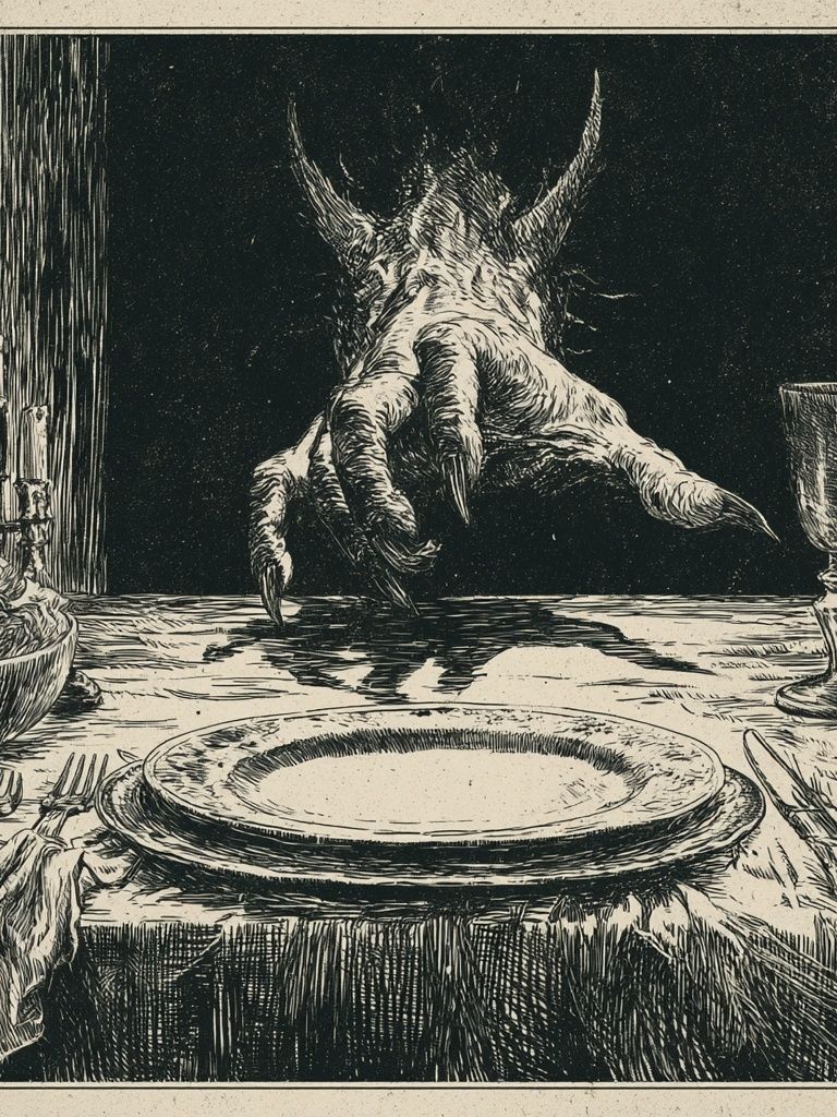 Monster Dinner Table Illustration Print. poster detail