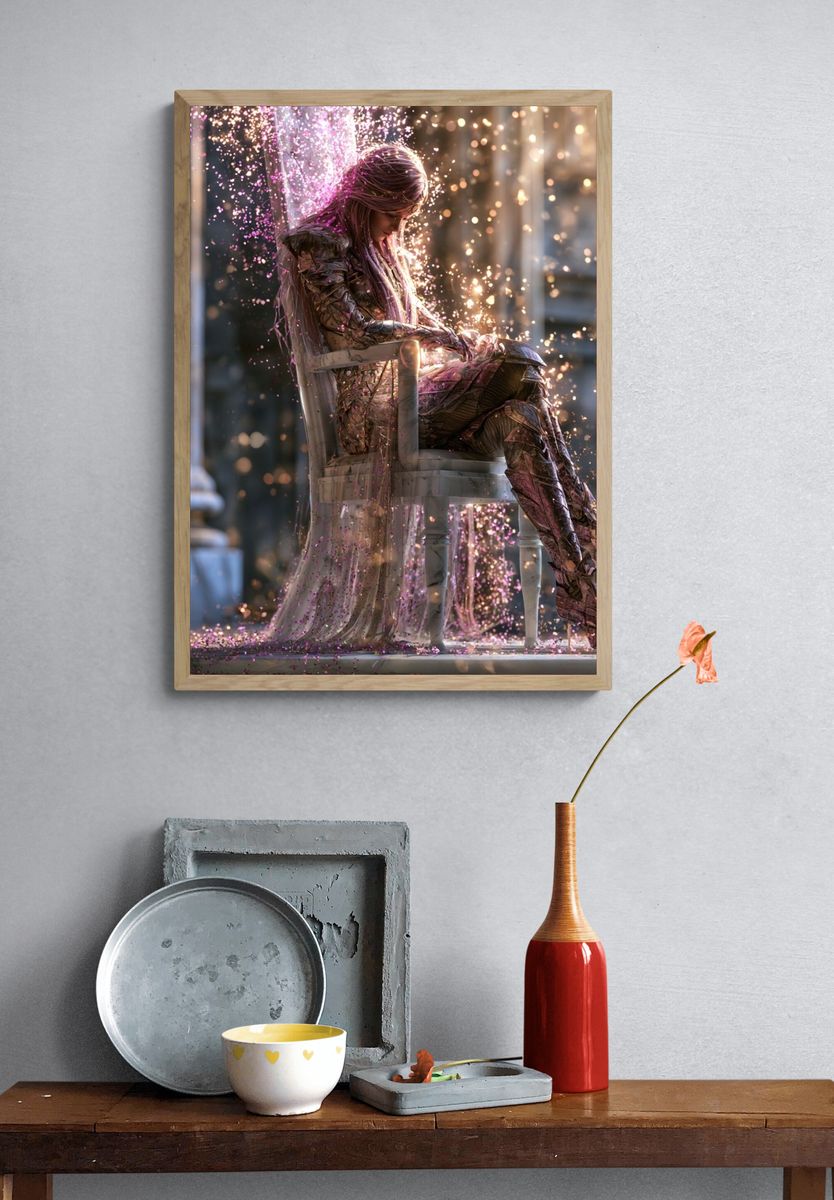Enchanted Seated Figure Digital Art Print. — room view 3