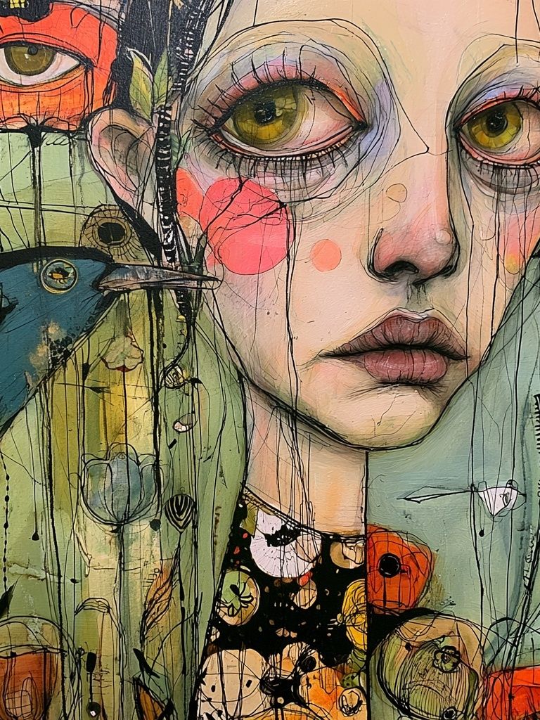 Surreal Girl Portrait Illustration Poster. poster detail