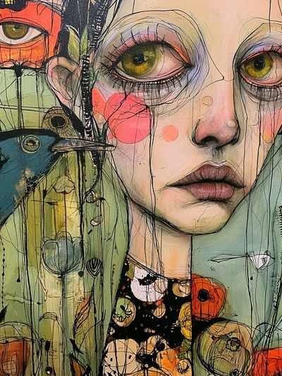 Surreal Girl Portrait Illustration Poster. poster