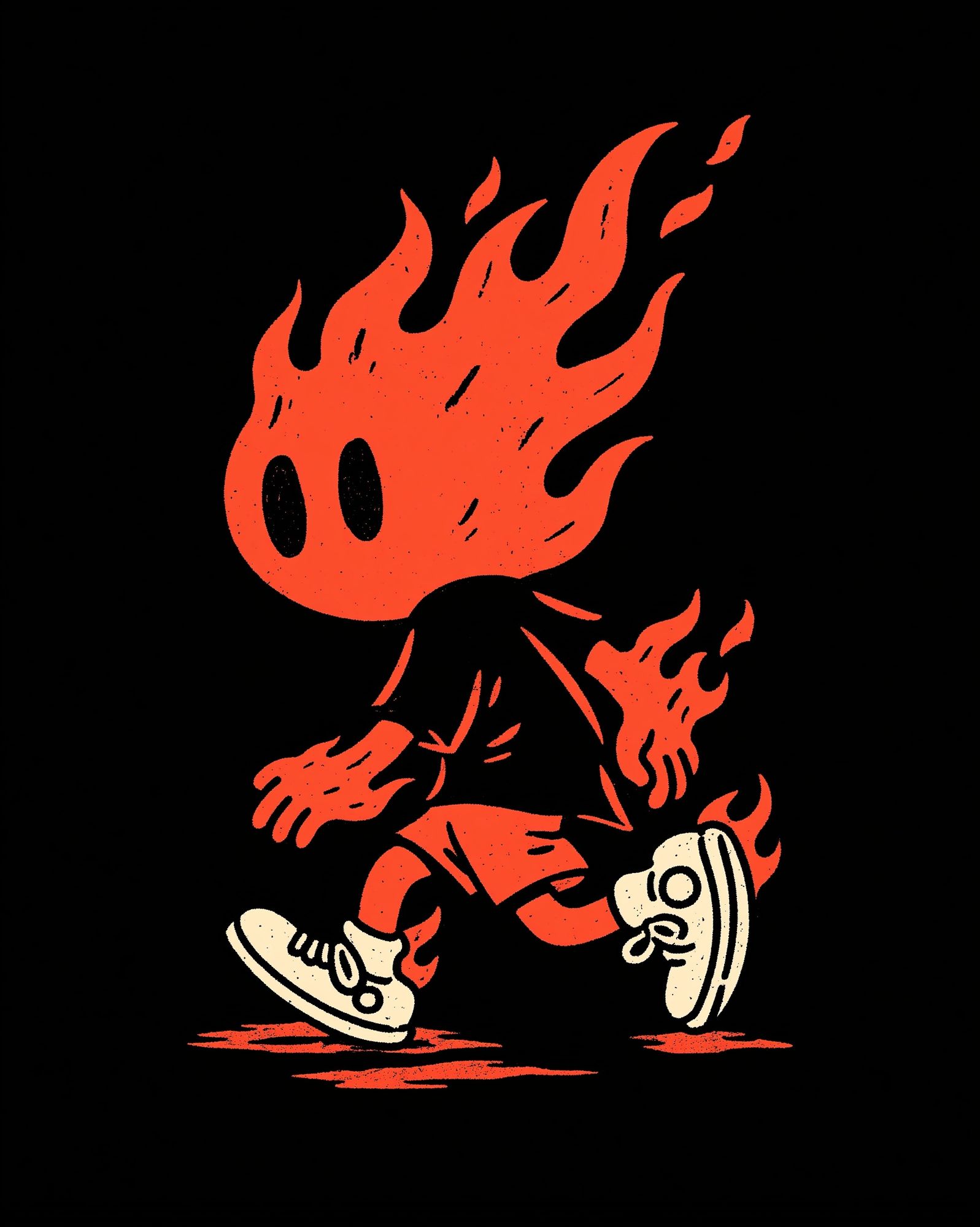 Flaming Runner Illustration Poster. poster — illustration art