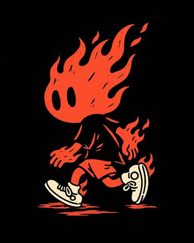 Flaming Runner Illustration Poster.