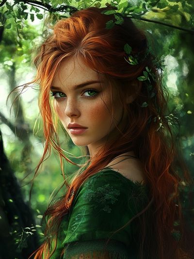 Forest Red-Haired Portrait Print.