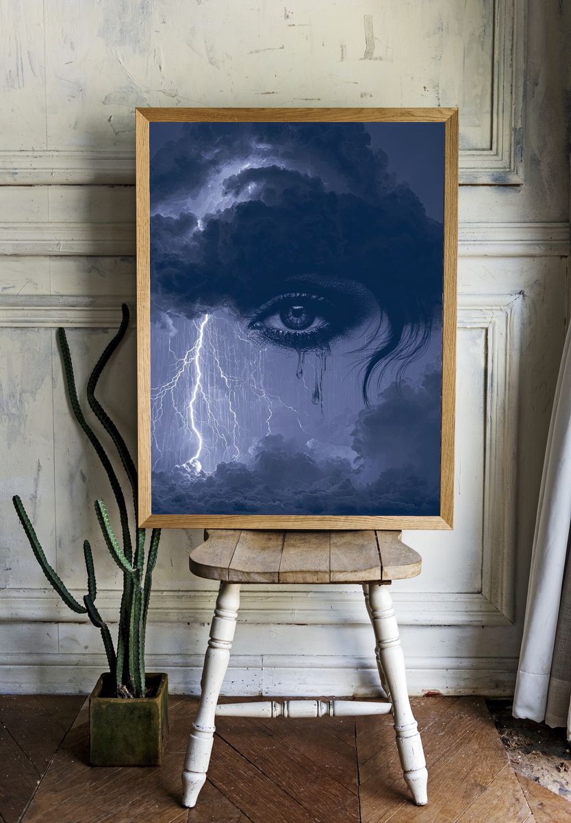 Storm Eye Surrealism Print. room preview